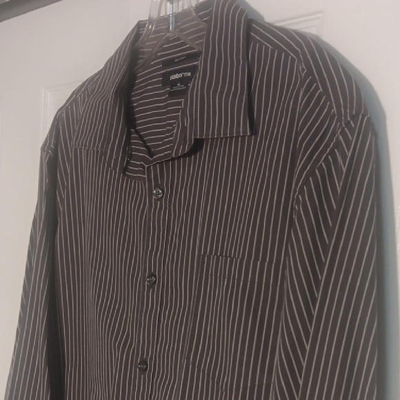 Claiborne Men's Dark Pinstripe Button Down Shirt - Picture 3 of 10